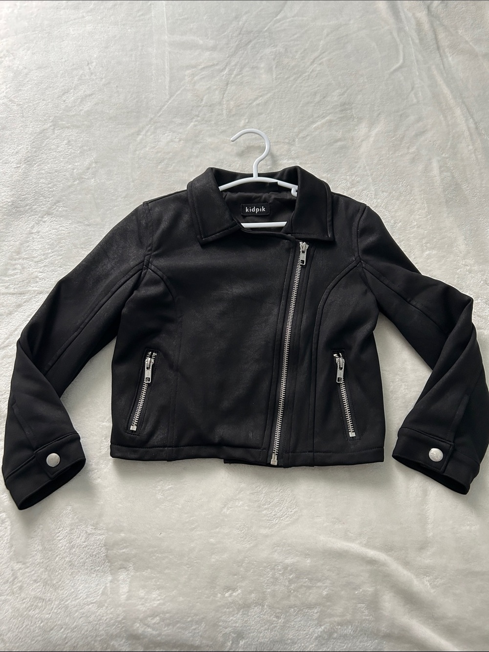 kidpik Black Asymmetrical Zip Moto Kid’s Jacket